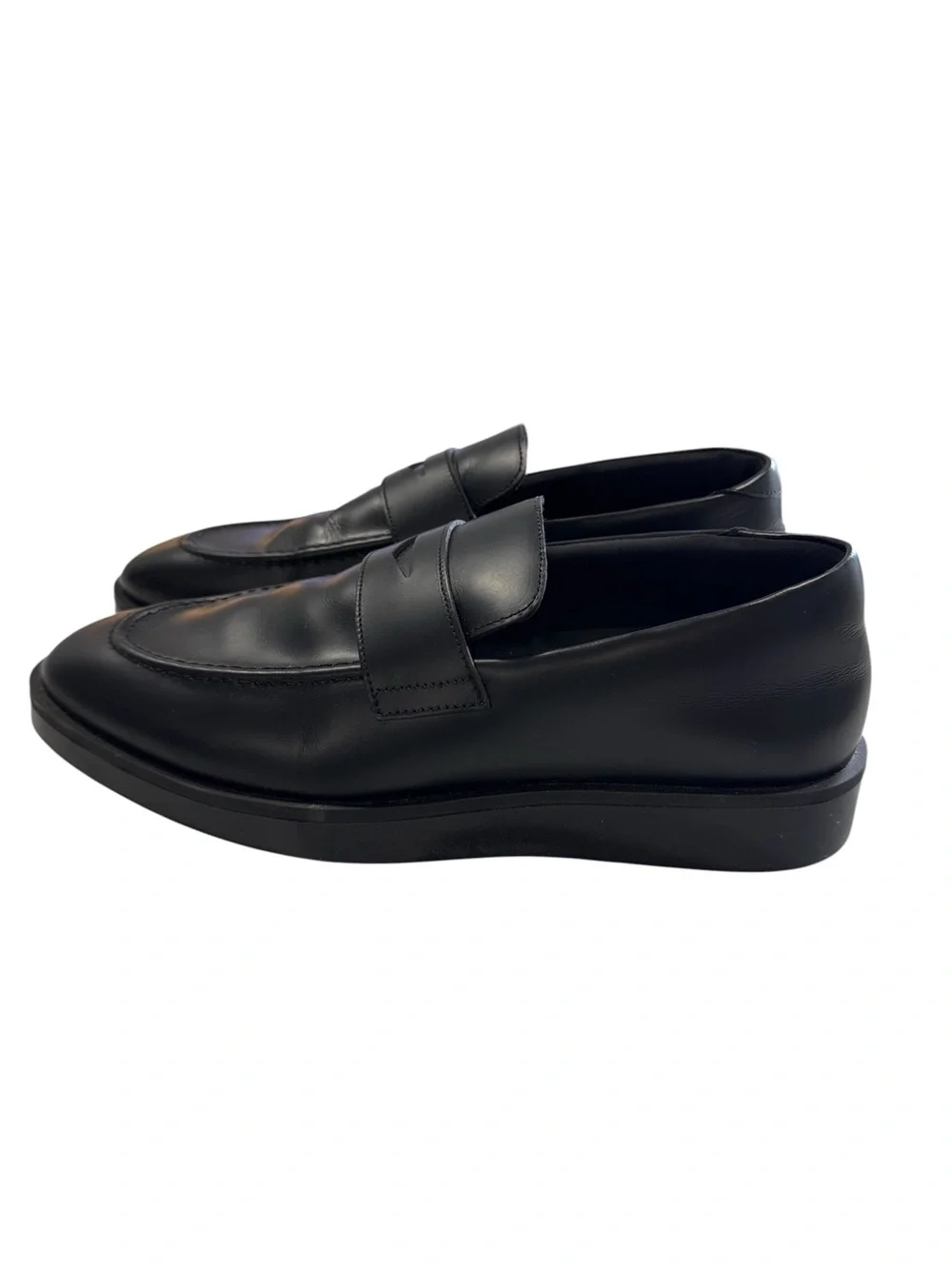 Wolf & Shepherd Black Leather Penny Loafers Slip On Shoes Men Size 9.5 M